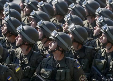 Nationalgarde an der Feier zum Unabhängigkeitstag in Kiew.