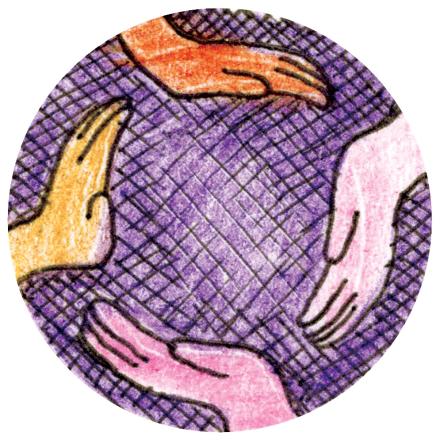Illustration: 4 Hände welche einen Kreis formen