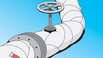 Illustration: notdürftig reparierte Pipeline