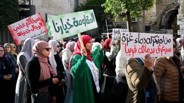 Protestierende an einer Kundgebung in Ramallah