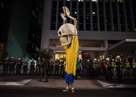 Demonstration in São Paulo im Mai 2014