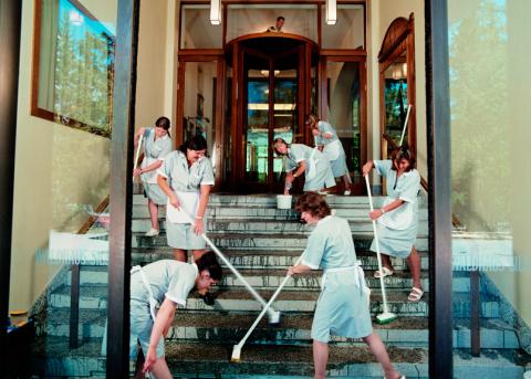 Reinigungspersonal im Grandhotel Waldhaus in Sils