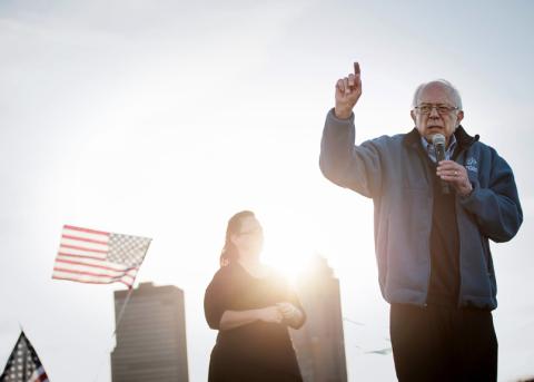 Bernie Sanders an einer Wahlveranstaltung im Oktober in Des Moines, Iowa.