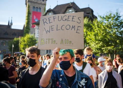 Solidaritätskundgebung in Zürich am Tag nach dem Feuer in Moria