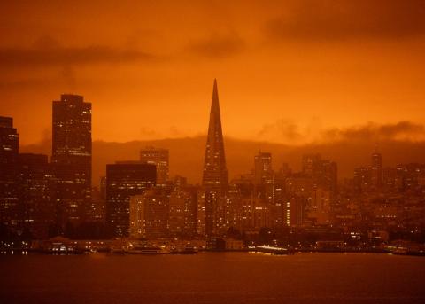 Skyline von San Francisco am 9. September nach den Waldbränden in Kalifornien