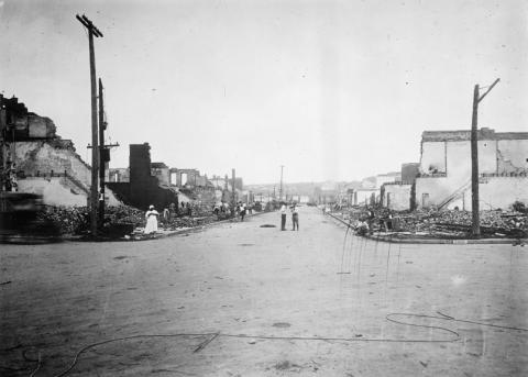 Historisches Foto des schwarzen Viertels Greenwood in der Ölstadt Tulsa