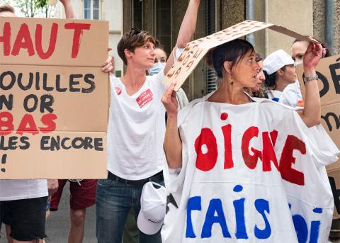 Protestaktion der Angestellten des Lausanner Unispitals