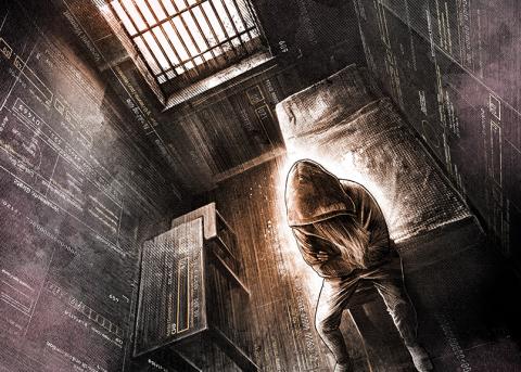 Illustration: Person in einer Gefängniszelle