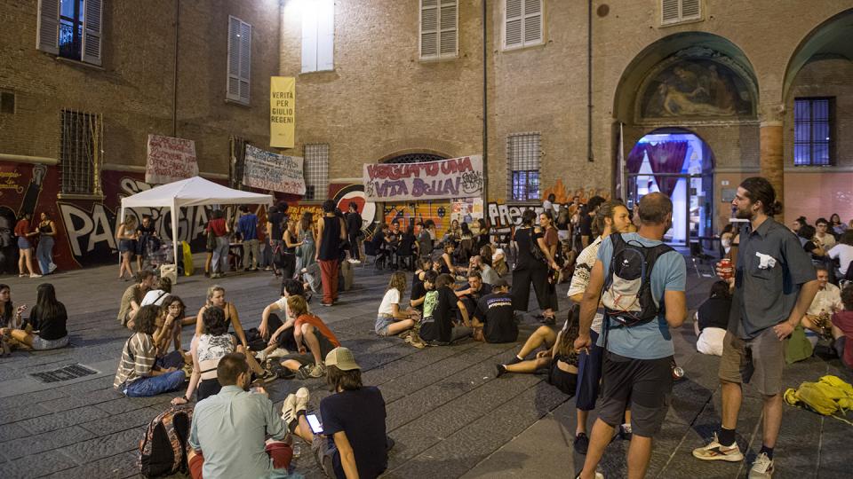 Aktion des Collettivo Universitario Autonomo zur Wohnungsnot in Bologna