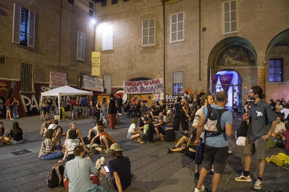 Aktion des Collettivo Universitario Autonomo zur Wohnungsnot in Bologna