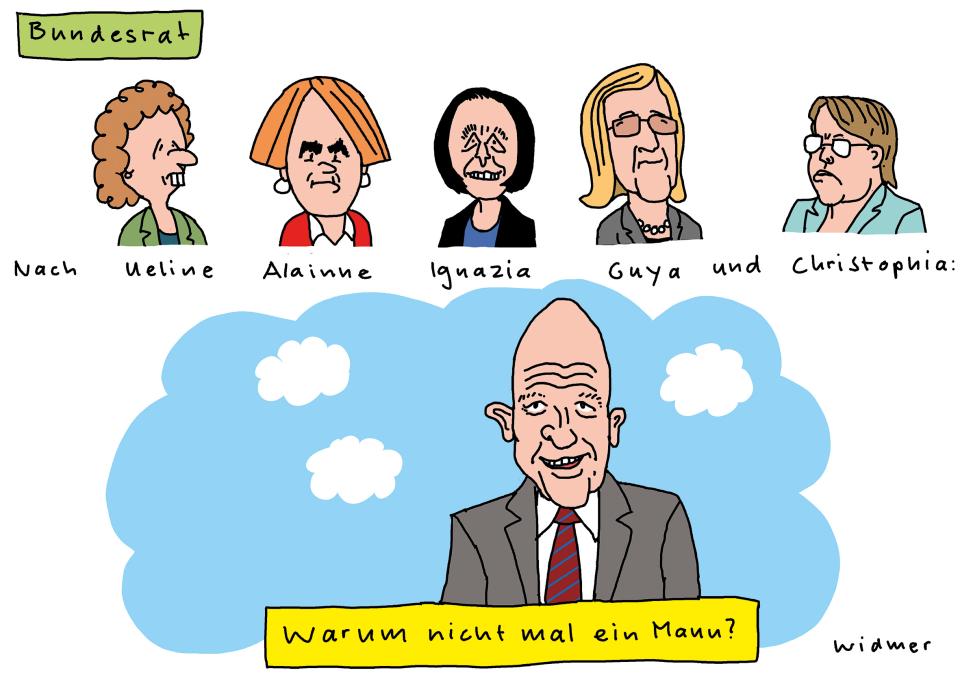 Cartoon von Ruedi Widmer zum Bundesrats-Kandidatur-Wunsch von Daniel Jositsch