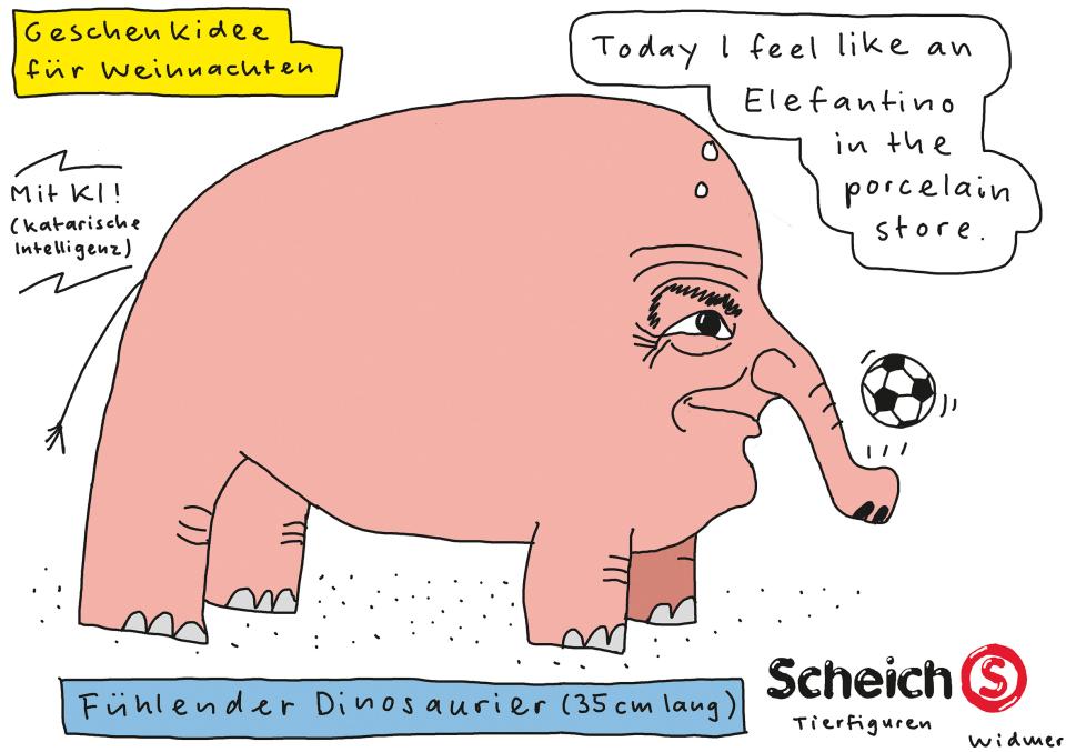 Cartoon von Ruedi Widmer zu Gianni Infantino und der Fussball-WM in Katar