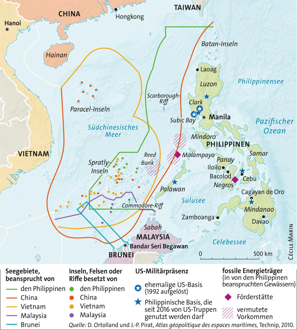 Karte der Gebietsansprüche im südchinesischen Meer