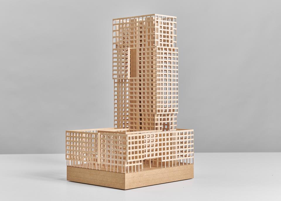 Modell für das weltweit höchste Wohnhaus aus Holz im Winterthurer Lokstadt-Quartier