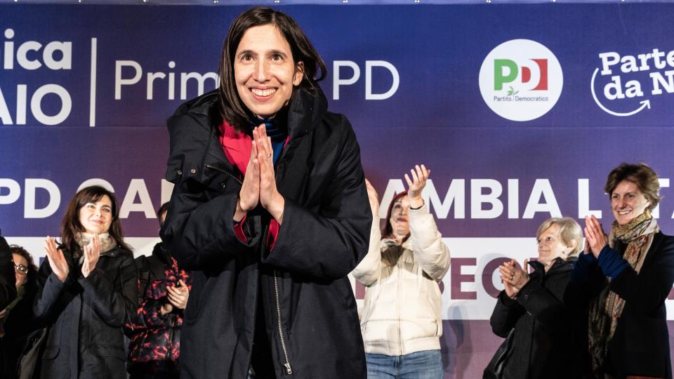 Elly Schlein an einer Wahlveranstaltung am 18. Februar in Rom