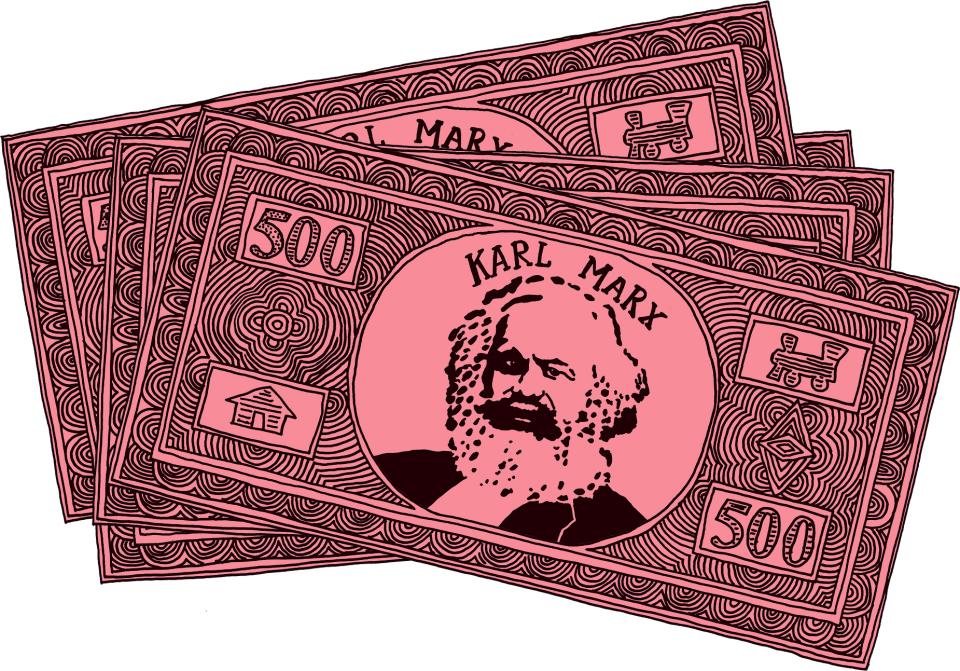 Illustration: Banknote mit dem Abbild von Karl Marx