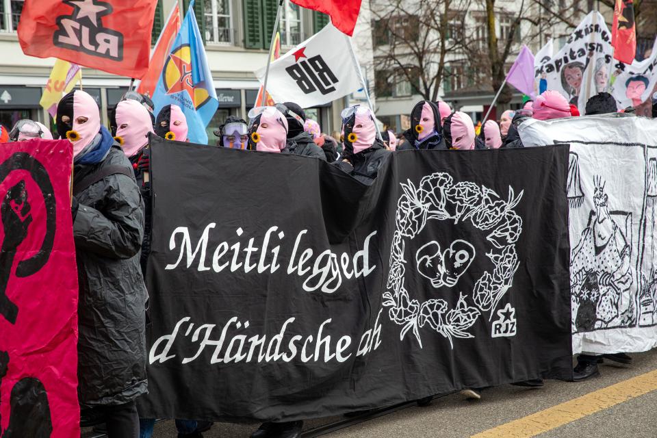 Zürich, Limmatquai, Demo am 7. März 2020 zum internationalen Tag feministischer Kämpfe.