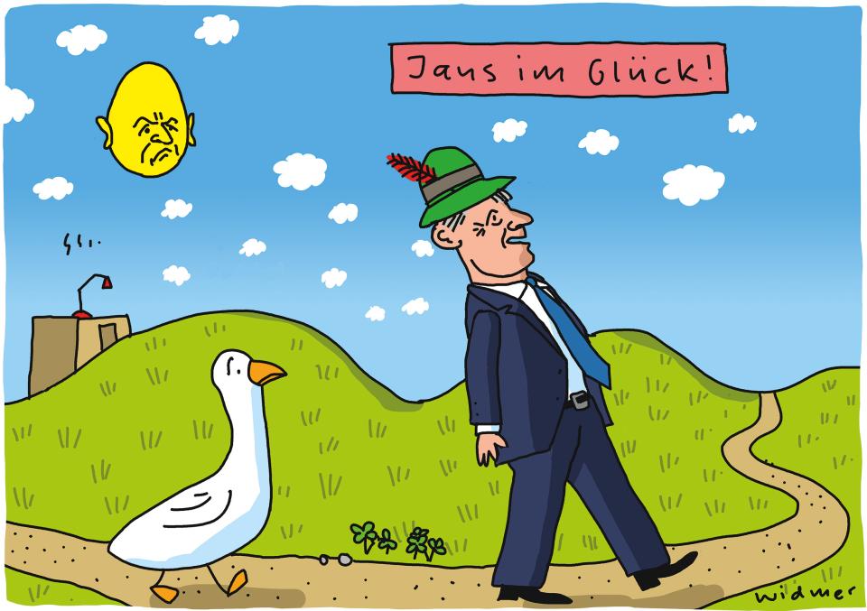 Cartoon von Ruedi Widmer zur Bundesrats-Wahl von Beat Jans