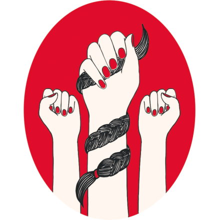 Illustration der Artikel-Serie: drei in die Höhe gestreckte Frauen-Fäuste
