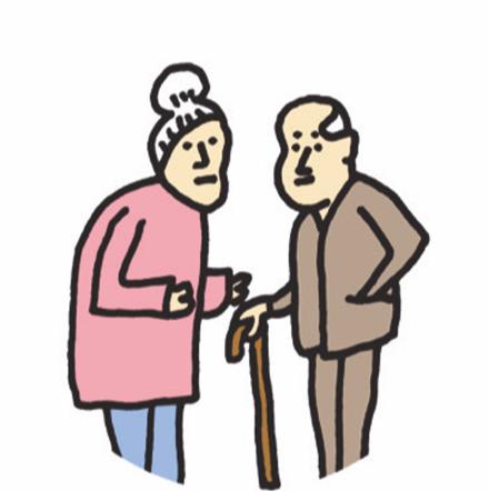 Illustration: eine ältere Frau und ein älterer Mann