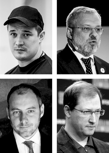Mychajlo Fedorow, Digitalminister; Herman Haluschtschen­ko, Energieminister; Ruslan Strelets, Umweltminister; Olexandr Kubrakow, Infrastrukturminister